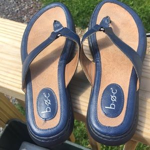 Navy leather boc sandals flip flops size 8